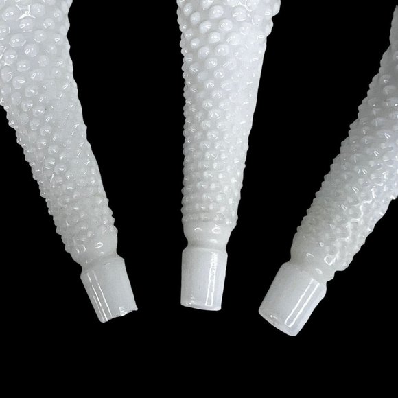 Fenton White Hobnail Epergne 3 Horn Milk Glass Ruffled Trumpet Vase Crimped VTG - Picture 13 of 13